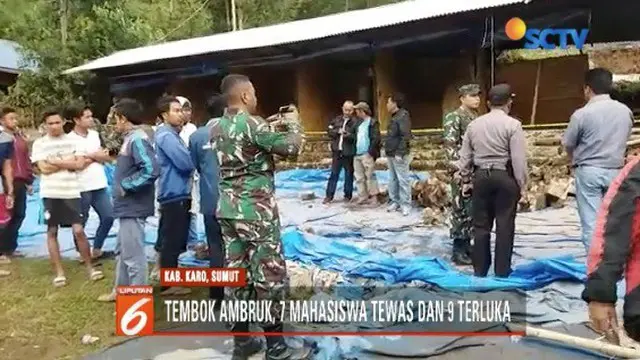 Tembok Pemandian Daun Paris Raja Berneh di Karo, Sumatra Utara ambruk, 7 mahasiswa Universitas Prima Medan tewas.