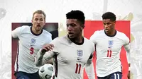 Harry Kane, Jadon Sancho dan Marcus Rashford. (Bola.com/Dody Iryawan)