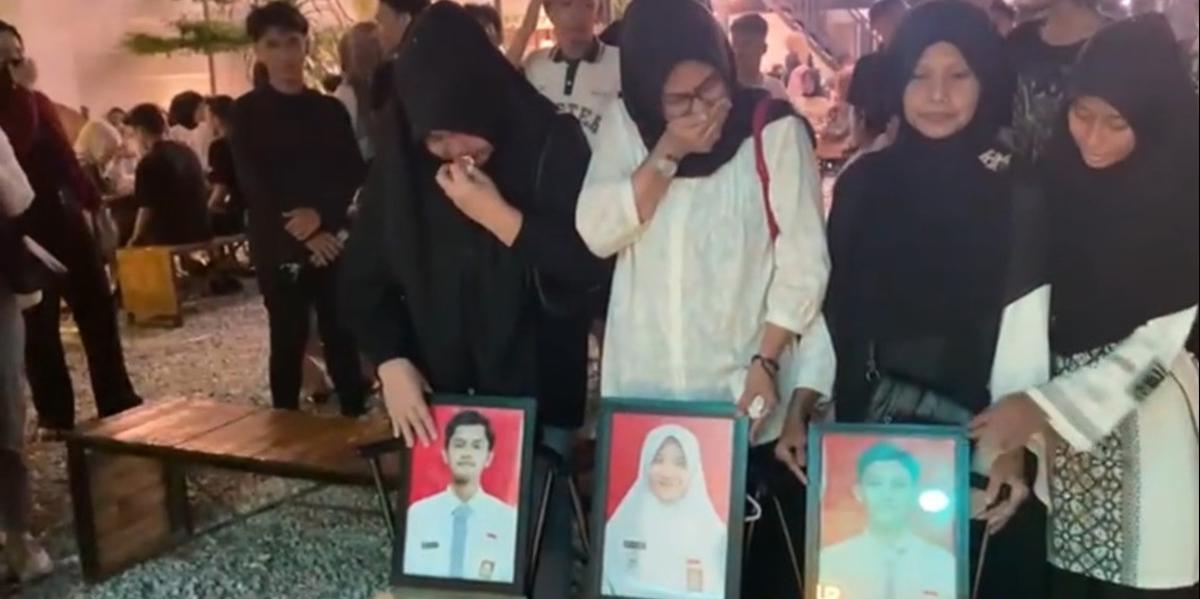 "Awal desember 03-12-2023<br>makasih Anak anak mama teman Alumni SMA 4 angkatan 23 filhan,zahra,riski,telah mengundang orang tua korban untuk bukber sekaligus mengenang kepergiannya ke pangkuan ilahi," bunyi keterangan unggahan.
