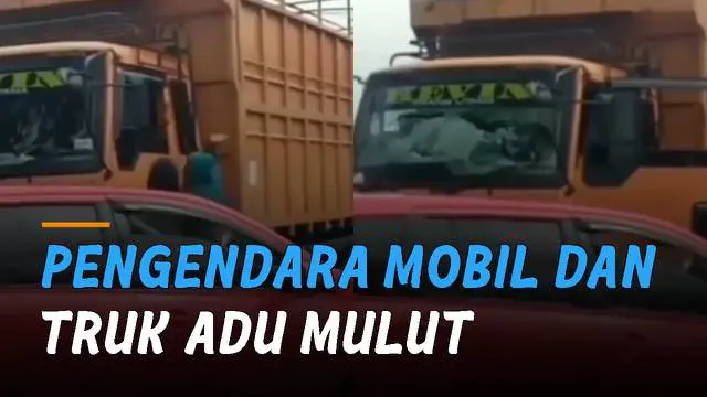 Seorang pengendara mobil dan truk adu mulut di jalan. Kejadian itu terjadi di Kabanjahe, Tanah Karo, Sumatera Utara.