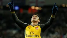 Ekspresi Alexis Sanchez setelah mencetak gol ketiga ke gawang West Ham United. (Action Images via Reuters/John Sibley)