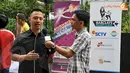 Wawancara bersama Verno Nitiprodjo selaku perwakilan dari SCTV saat penyelenggaraan acara 3 on 3 Futsal Challenge Road to BPL di Universitas Sahid, Jakarta. (Liputan6.com/Abdul Aziz Prastowo)