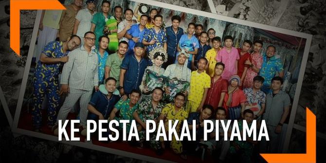 VIDEO: Viral, Tamu Datang ke Pesta Pernikahan Pakai Piyama