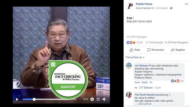 Cek Fakta] Video Ajakan SBY Coblos Nomor 1 Tak Terkait Pilpres 2019