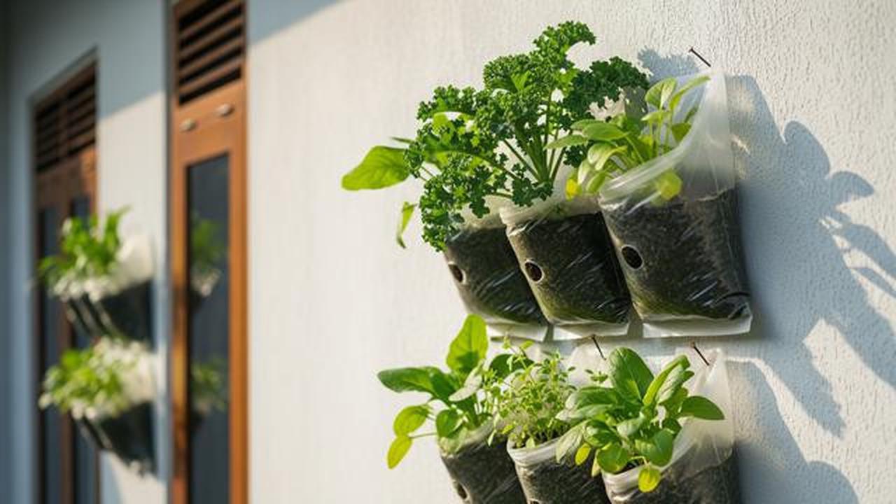 9 Ide Kebun Sayur Vertikal dari Kantong Kresek untuk Lahan Sempit