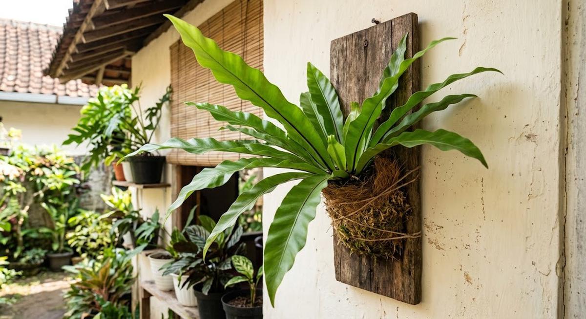 Tanaman hias yang cocok ditumbuhkan pada papan atau batang kayu model paku sarang burung