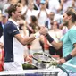 Daniil Medvedev (kiri) menghadapi Rafael Nadal pada final AS Terbuka 2019. (AFP/Minas Panagiotakis)