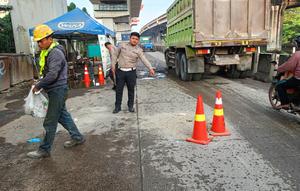 Lokasi Kecelakaan Pengendara Motor Tewas Terlindas Truk Kontainer di Pademangan (Tim Humas Polda Metro Jaya)
