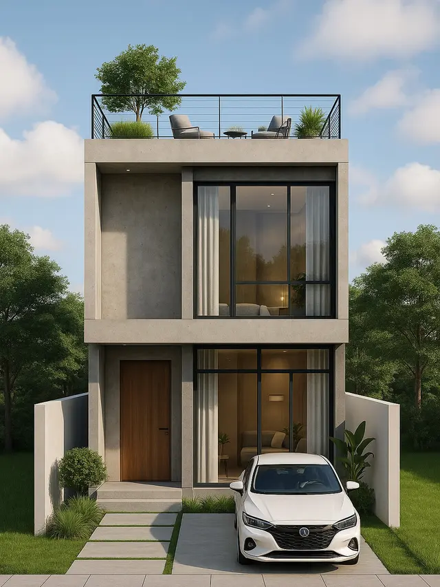 Desain Rumah Sederhana Tapi Mewah untuk Lahan 6x10 dengan Taman Mini