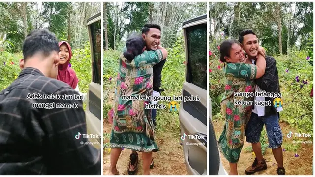Bikin Ikut Terharu, Momen Pertemuan Anak Rantau dengan Ibunya Ini Viral