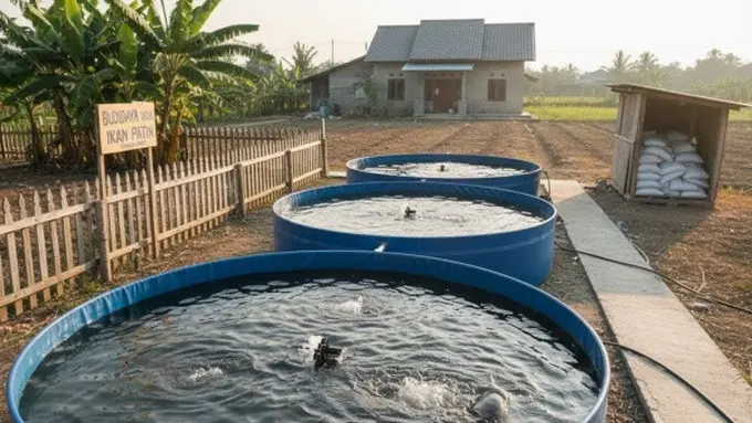 Konsep Budidaya Ikan Patin di Tanah Kering (Ilustrasi: Gemini AI)