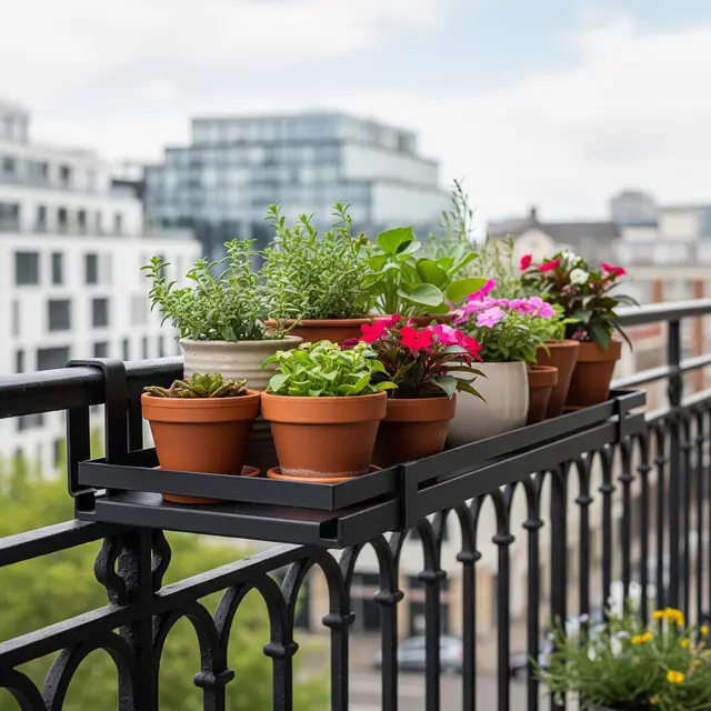 Model Rak Tanaman untuk Balkon Sempit (AI Generated)