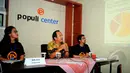 Lembaga survei Populi Center menemukan penilaian masyarakat tentang Ahok dan Haji Lulung , Jakarta, Rabu (19/3/2015). Hasil survei menyebut H Lulung kisruh dan berantakan, sedangkan Ahok arogan dan temperamen.(Liputan6.com/Yoppy Renato)