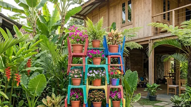 Bingkai Pot Bertingkat untuk Pekarangan Minimalis
