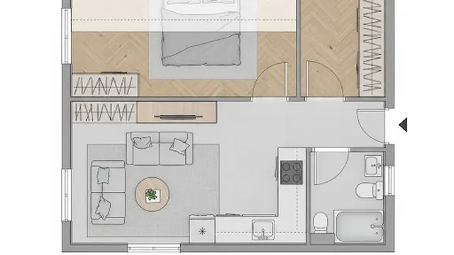 Desain Rumah 1 Kamar dengan Letak di Depan