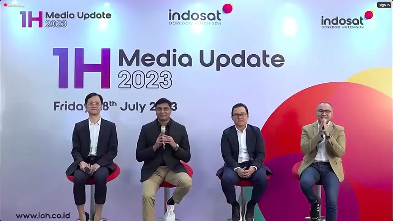 Konfrensi pers kinerja keuangan  PT Indosat Ooredoo Hutchison Tbk (ISAT), Jumat (28/7/2023) (Foto: tangkapan layar/Pipit I.R)