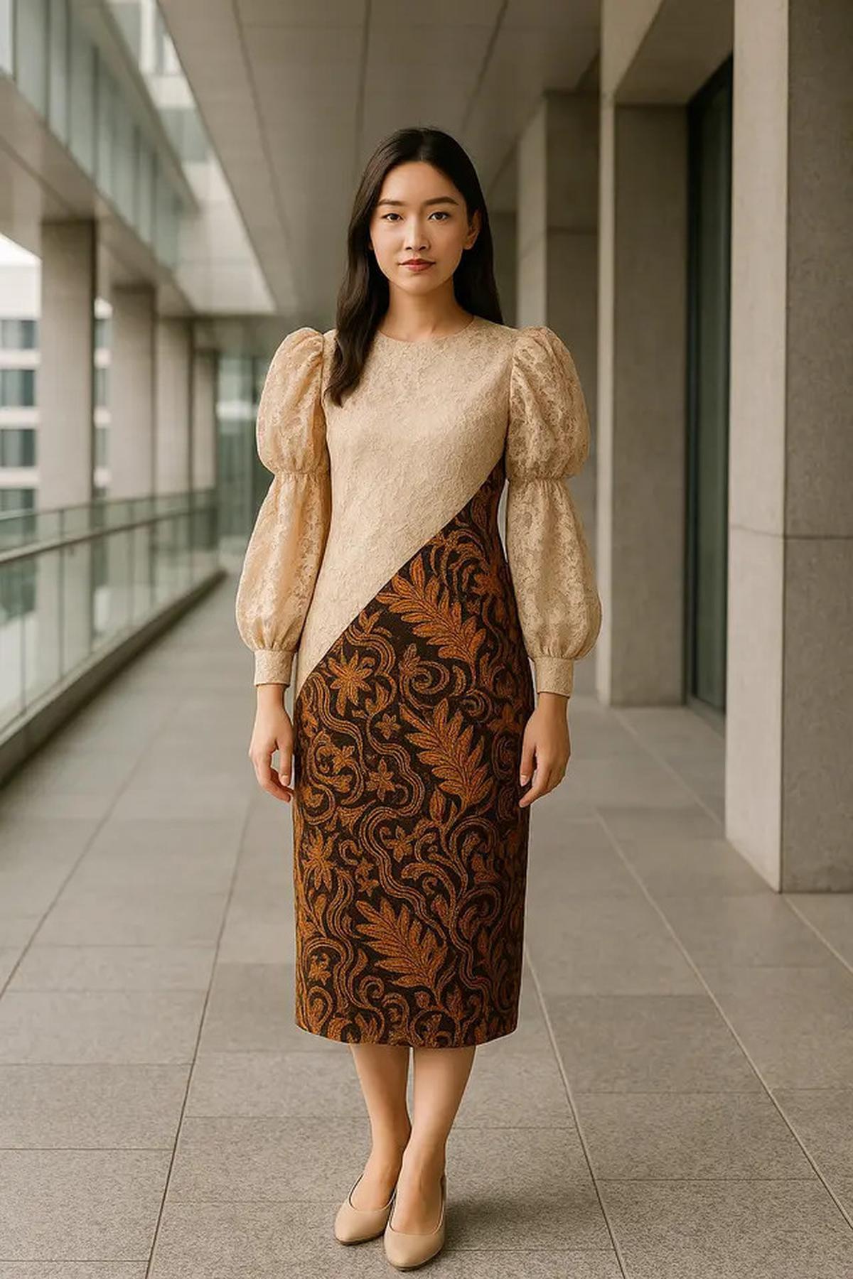 7 Model Batik Brokat Kombinasi Lengan Puff dan Bishop yang Sedang Hits di 2025