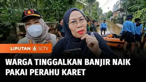 VIDEO: Banjir di Bintaro Masih Setinggi 1 Meter, Warga Dievakuasi Naik Perahu Karet