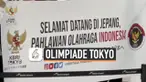 Rombongan tim olimpiade Indonesia tiba di Bandara Narita Tokyo Jepang hari Minggu (18/7). Kedatangan mereka disambut Duta Besar Indonesia untuk Jepang.