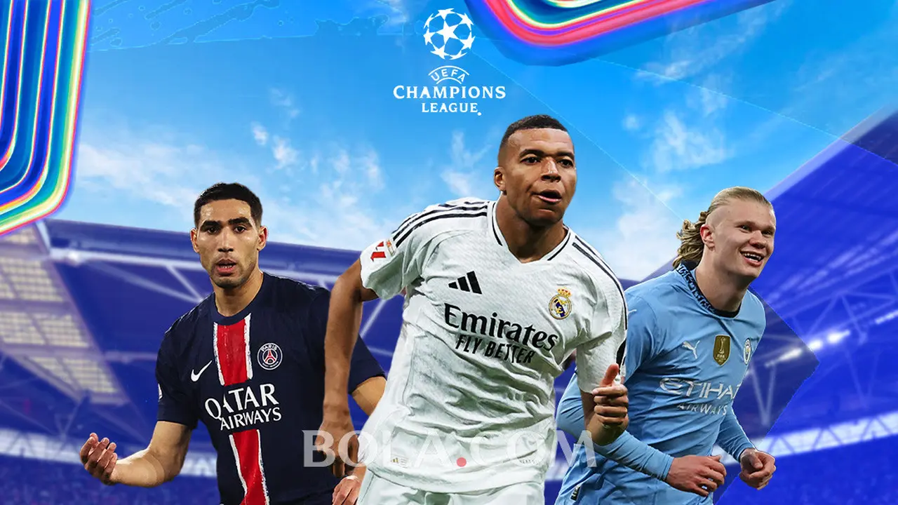 Liga Champions - Achraf Hakimi, Kylian Mbappe, Erling Haaland