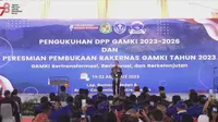 Jokowi saat berpidato di Rapat Koordinasi Gerakan Angkatan Muda Kristen Indonesia (GAMKI), seperti dikutip dari siaran daring, Sabtu (19/8/2023). (Liputan6.com/Muhammad Radityo Priyasmoro)