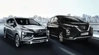 Ilustrasi Mitsubishi Xpander dan Nissan Livina. (Oto.com)