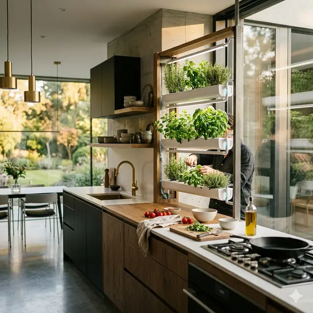 Ide Rumah dengan Kebun Hidroponik Elegan di Hunian Modern