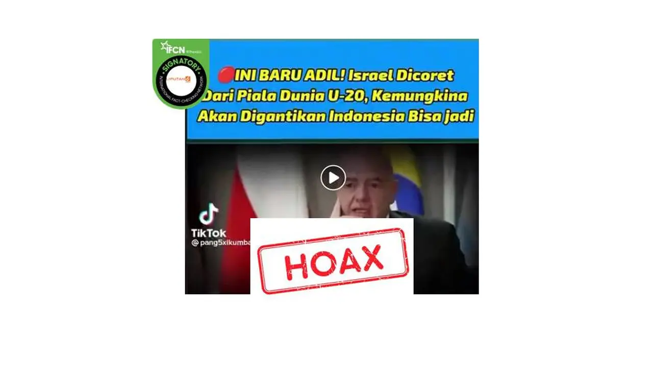 Cek Fakta Israel dicoret dari Piala Dunia U-20