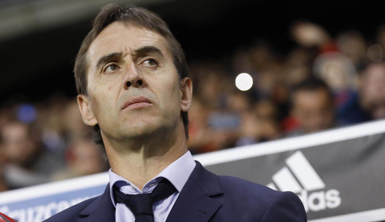 Real Madrid melalui situs resmi mengumumkan pelatih baru pengganti Zinedine Zidane pada Selasa (12/6/2018). Los Blancos menunjuk pelatih timnas Spanyol, Julen Lopetegui, sebagai pelatih baru. (AP/Miguel Morenatti)