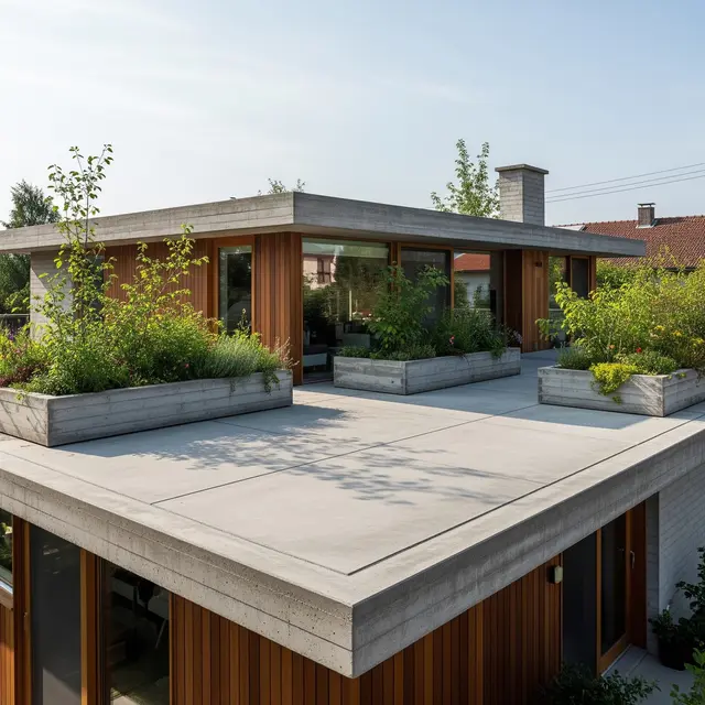 Contoh Rumah 1 Lantai Atap Dak untuk Kebun Mini