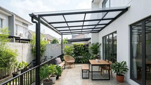 Teras Minimalis dengan Atap Transparan