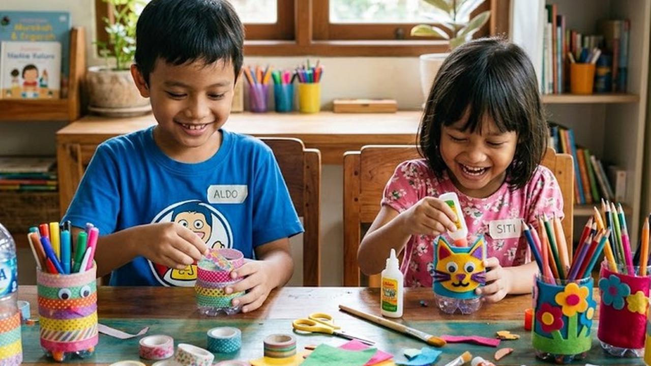 Cara Membuat Tempat Pensil dari Botol Bekas untuk Meja Anak, Mudah dan Kreatif
