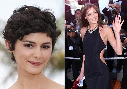Audrey Tautou, bintang Coco Before Chanel yang terlihat natural (kiri) dan Carla Bruni, seorang model Perancis (kanan)