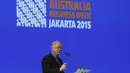 Menteri Perdagangan Australia Andrew Robb melakukan pidato pada acara Indonesia Australia Businees Week di Jakarta, (18/11/2015). Australia dan Indonesia akan lakukan kerjasama perdagangan. (REUTERS/Beawiharta)