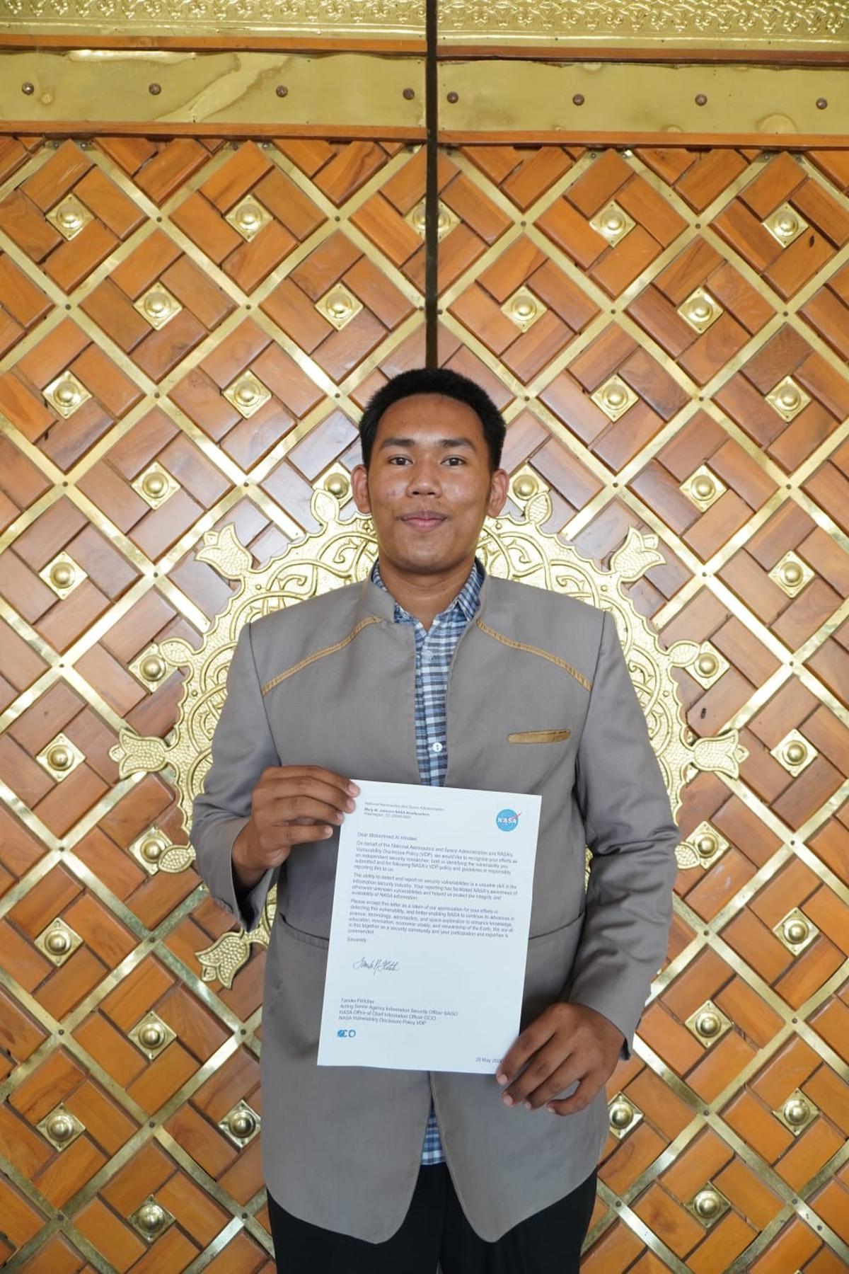 Santri Ponpes Al Imam Ashim Makassar, Muh Al Hindawi yang mendapatkan penghargaan dari NASA. (Istimewa)