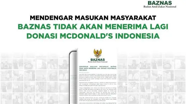 Baznas Setop Terima Donasi dari McDonald's Indonesia