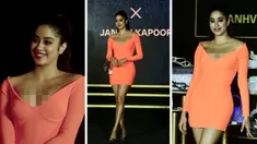 Foto kolase aktris Bollywood Janhvi Kapoor saat berpose untuk foto selama acara komersial di Mumbai pada 21 September 2022. Putri pertama dari mendiang Sridevi ini tampak memukau di foto-foto barunya. (AFP/Sujit Jaiswal)