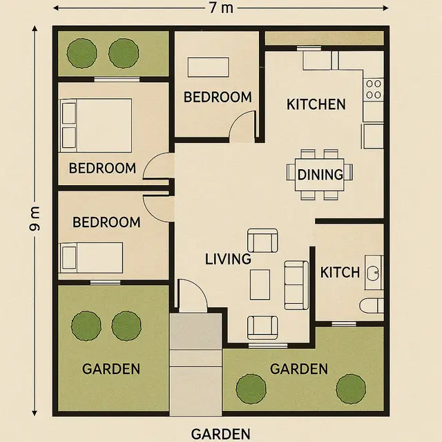 Desain Rumah Minimalis 3 Kamar Ukuran 7x9