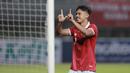 <p>Pemain Timnas Indonesia U-19, Alfriyanto Nico Saputra melakukan selebrasi usai mencetak gol ke gawang Brunei Darussalam U-19 dalam laga matchday kedua penyisihan Grup A Piala AFF U-19 2022 di Stadion Patriot Candrabhaga, Bekasi, Senin (4/7/2022). (Bola.com/M Iqbal Ichsan)</p>