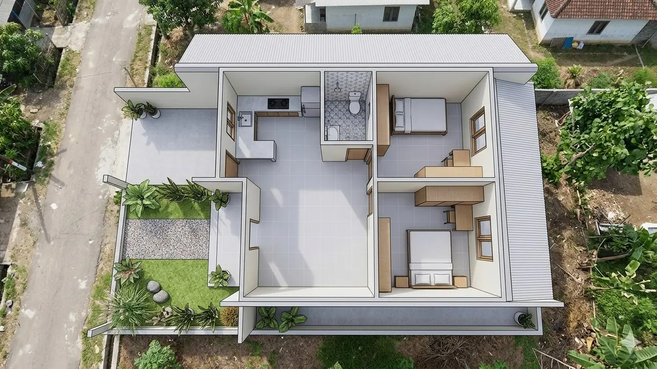Desain Rumah Minimalis Sederhana di Desa (Foto: Gemini AI)