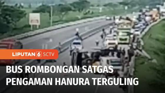 VIDEO: Bus Rombongan Satgas Pengamanan Partai Hanura Terguling di Tol Ngawi, Tiga Orang Tewas