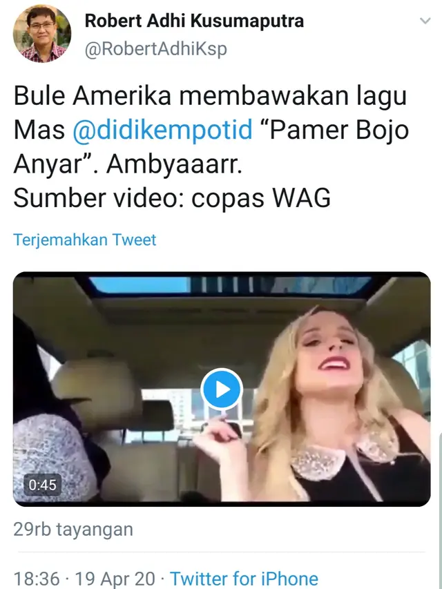Unggahan Riobert Adhi Kusumaputra. (Foto: Dok. Twitter @RobertAdhiKsp)
