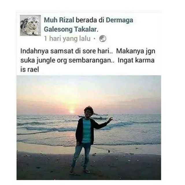 6 Status Facebook Absurd Lihat Sunset di Pantai, Salah Ketiknya Kocak