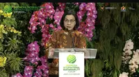 Menteri Keuangan (Menkeu) Sri Mulyani dalam Sesi Tematik Indonesia International Sustainability Forum (ISF) 2024 di Jakarta, Jumat (6/9/2024). (Foto:Liputan6.com/Tira S)