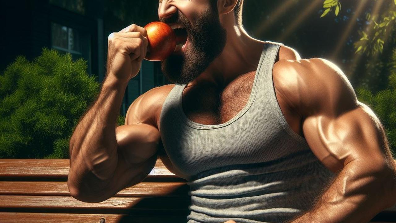 Ilustrasi Pria Makan Buah
