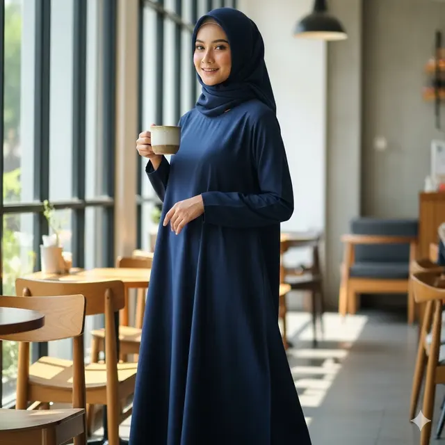 Gamis Syari A-Line Polos Elegan (Image by Gemini AI)