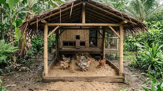 8 Desain Kandang Ayam dengan Area Bermain Pasir, Nikmati Beragam Manfaatnya