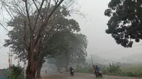 Gelap kabut asap menyelimuti kota Pontianak. (foto: Liputan6.com/aceng mukaram)