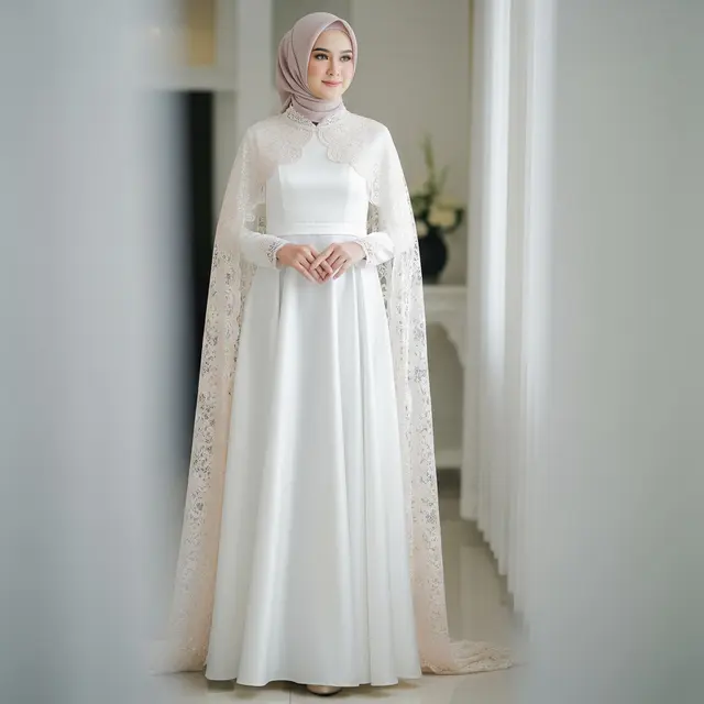 9 Model Gamis Brokat Satin Kombinasi Renda Timeless Elegan, Pilihan Busana Anggun