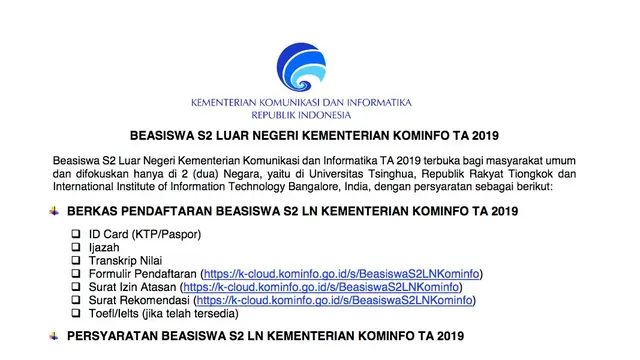 Beasiswa S2 luar negeri